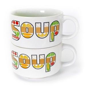 SOUP Mugs Set 70's Mid-Century Modern Vintage MCM Retro Kitsch Set of 2